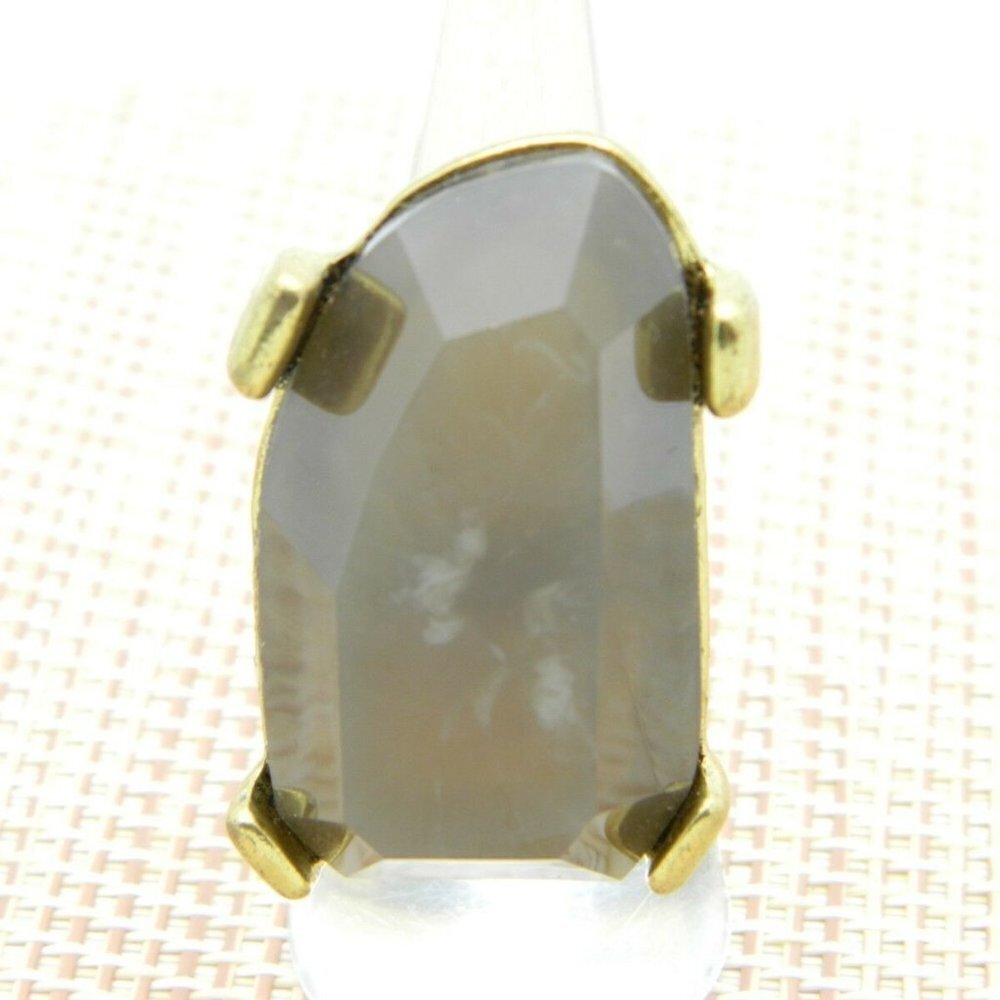 Brown White Marbled Lucite Large Gold Tone Modern